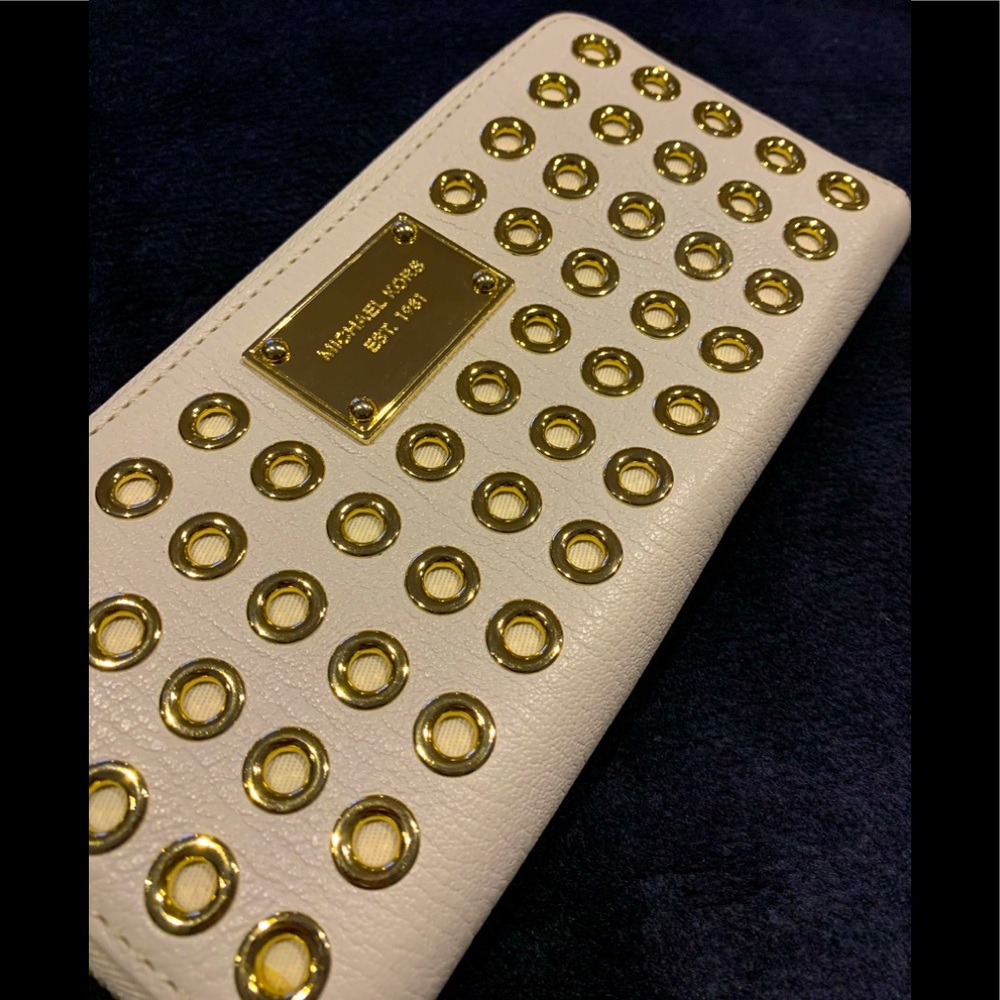 MICHAEL KORS Vanilla Gold Studded Long Wallet